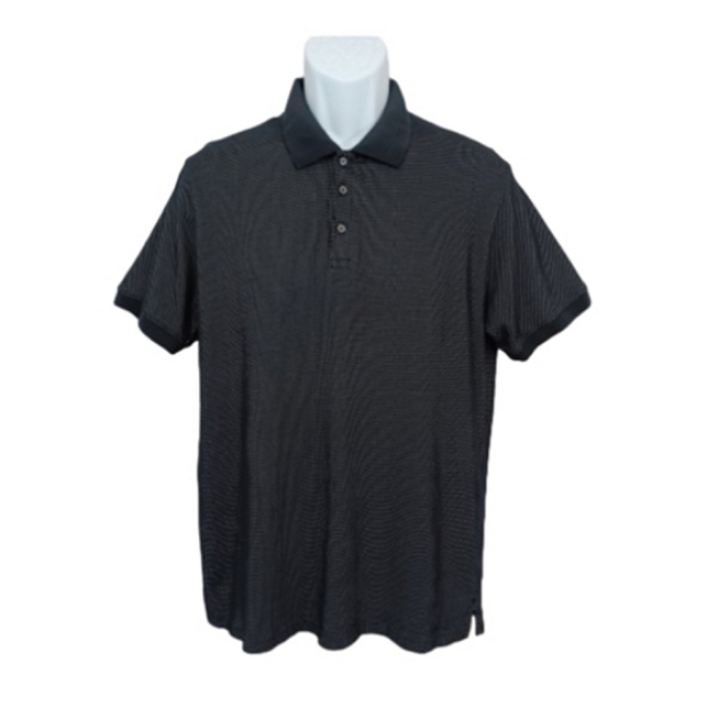 Cactus Man Ricky Singh Navy Blue Three Button Collar Polo Shirt Top NWOT Large